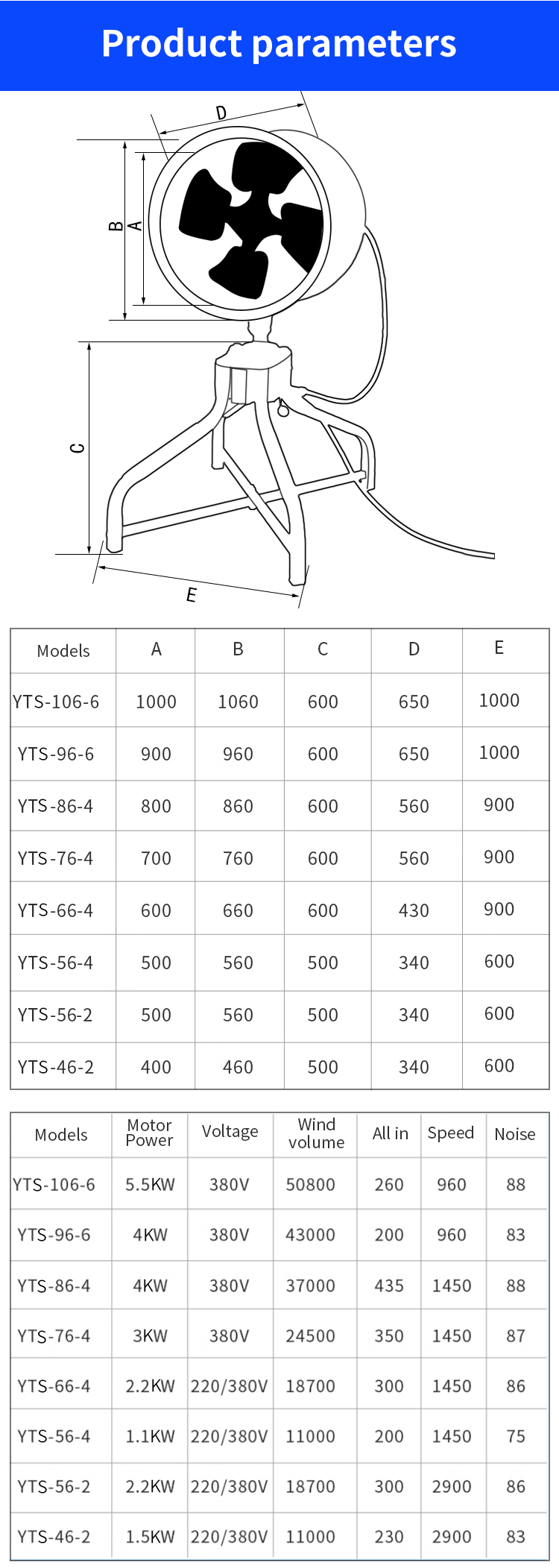 YTS low-noise shaking head ventilation fan (10)